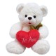 Urso Branco Coração Te Amo 28cm - Pelúcia