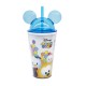 Copo Azul Com Canudo E Orelhas Mickey & Minnie Tsum Tsum 450ml - Disney