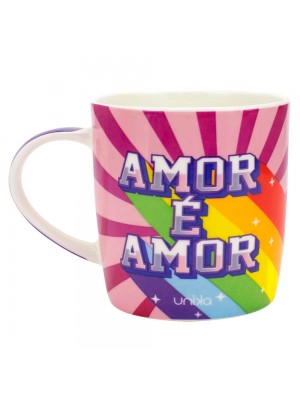 Caneca Cerâmica Arco-Íris Amor É Amor 390ml