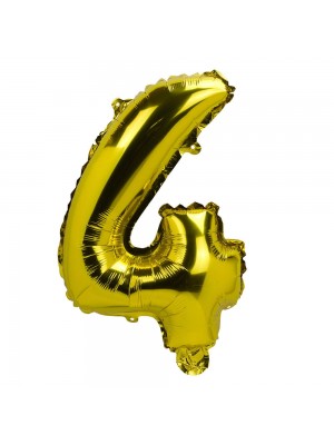 Balão Metalizado Número Quatro Dourado 35x9x24cm Pequeno