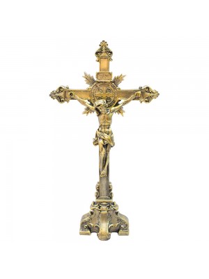 Crucifixo Dourado De Mesa 54.5cm - Enfeite Resina