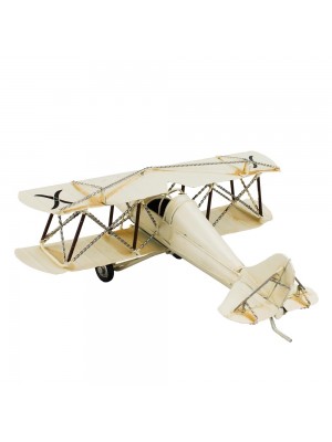 Avião Creme De Hélice 10x27x28cm Estilo Retrô - Vintage