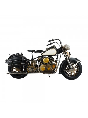 Motocicleta Preta 20x38x13cm Estilo Retrô Vintage