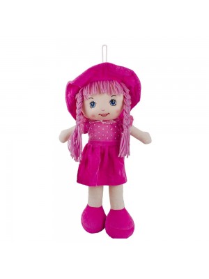 Boneca Vestido Chapeu Pink Cabelo Roxo 60cm