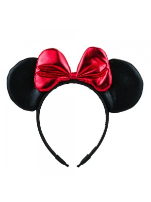 Tiara Preta Orelhas Laço Vermelho Minnie 20x25cm - Disney