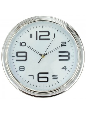 Relógio Parede Redondo Prateado 33x33cm