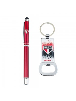 Caneta Roller Pen 0.8mm Touchscreen Chaveiro Abridor Garrafas - SPFC