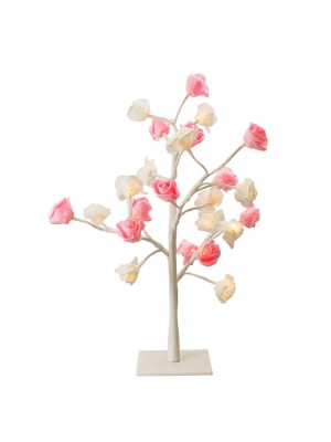 Luminária Árvore Flores Branco E Rosa 31cm