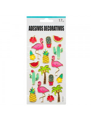 Adesivo Decorativo Flamingos 22x9.5cm