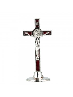 Crucifixo De Mesa Vermelho 12cm - Enfeite Metal