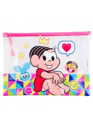 Necessaire Estojo Transparente Mônica 23x32cm - Turma Da Mônica