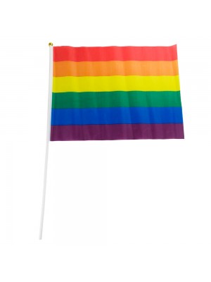 Bandeira Arco-Íris LGBT 44x32cm Com Haste Plástico