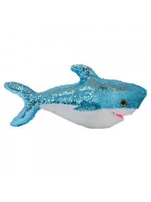 Tubarão Lantejoulas Azul Prateado 56cm - Pelúcia