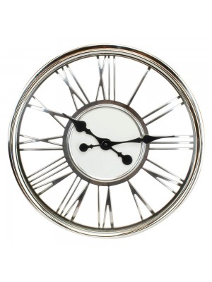 Relógio Parede Prateado Numeração Romana 41x41cm