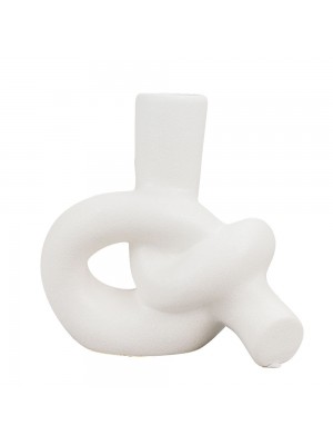 Vaso Cerâmica Branca Cano Nó 14.5cm