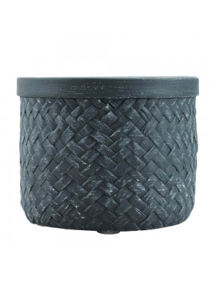 Vaso Cimento Entrelaçado Cinza Escuro 7x8.5x8.5cm