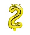 Balão Metalizado Número Dois Dourado 33x7x18cm Pequeno