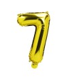 Balão Metalizado Número Sete Dourado 33x8x21cm Pequeno