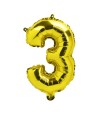 Balão Metalizado Número Três Dourado 62x14x37cm Grande