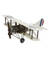 Avião Branca Asas Dupla Hélice 16x44x45cm Estilo Retrô - Vintage