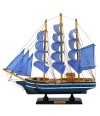 Miniatura Barco Navio Veleiro Madeira Casco Preto 31x5.5x31cm