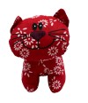 Gato Vermelho Tecido Flores 22cm - Bicho Tecido