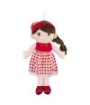 Boneca Bailarina Vestido Vermelho Cabelo Castanho 40cm