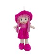 Boneca Vestido Chapeu Pink Cabelo Roxo 48cm