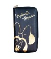 Carteira Preta Minnie Brilhante Dourada 23x12cm - Disney