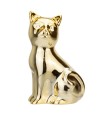 Gato Cerâmica Dourado Sentado Lado 9cm