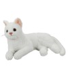 Gato Branco Deitado Realista 27cm - Pelúcia