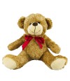 Urso Caramelo Sentado Laço Vermelho 29cm - Pelúcia