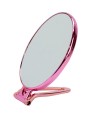 Espelho Oval Pink Dupla Face Mesa Mão 19x13cm