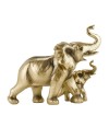 Elefantes Mãe Filhote Dourados 23cm - Resina Animais