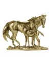 Cavalos Mãe Filhote Dourados 21cm - Resina Animais