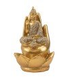 Buda Dourado Sentado Palma Mão Modelo C 11cm