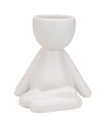 Vaso Branco Cerâmica Boneco Sentado 12x9x12cm