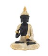 Buda Negro Vestimenta Dourada Vitarka Mudra 21cm