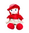 Boneca Chapéu Vestido Vermelho Sentada 21cm