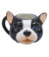 Caneca de porcelana rosto cachorro Pug francês Preto e branco 470ml