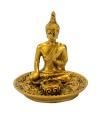 Buda Dourado Porta Incenso Meditando 9cm