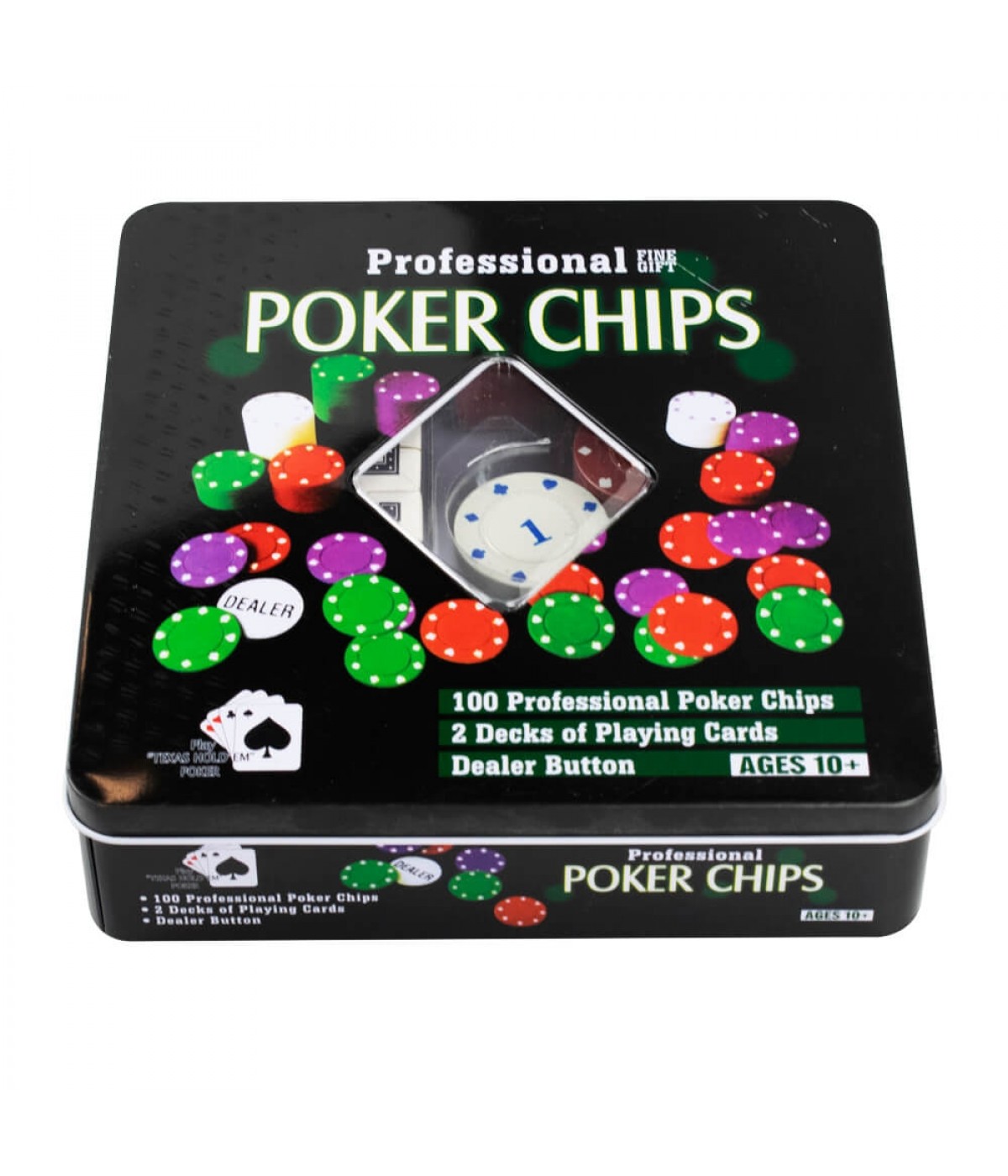 Jogo Poker 2 Baralhos 100 Fichas 1 Botão