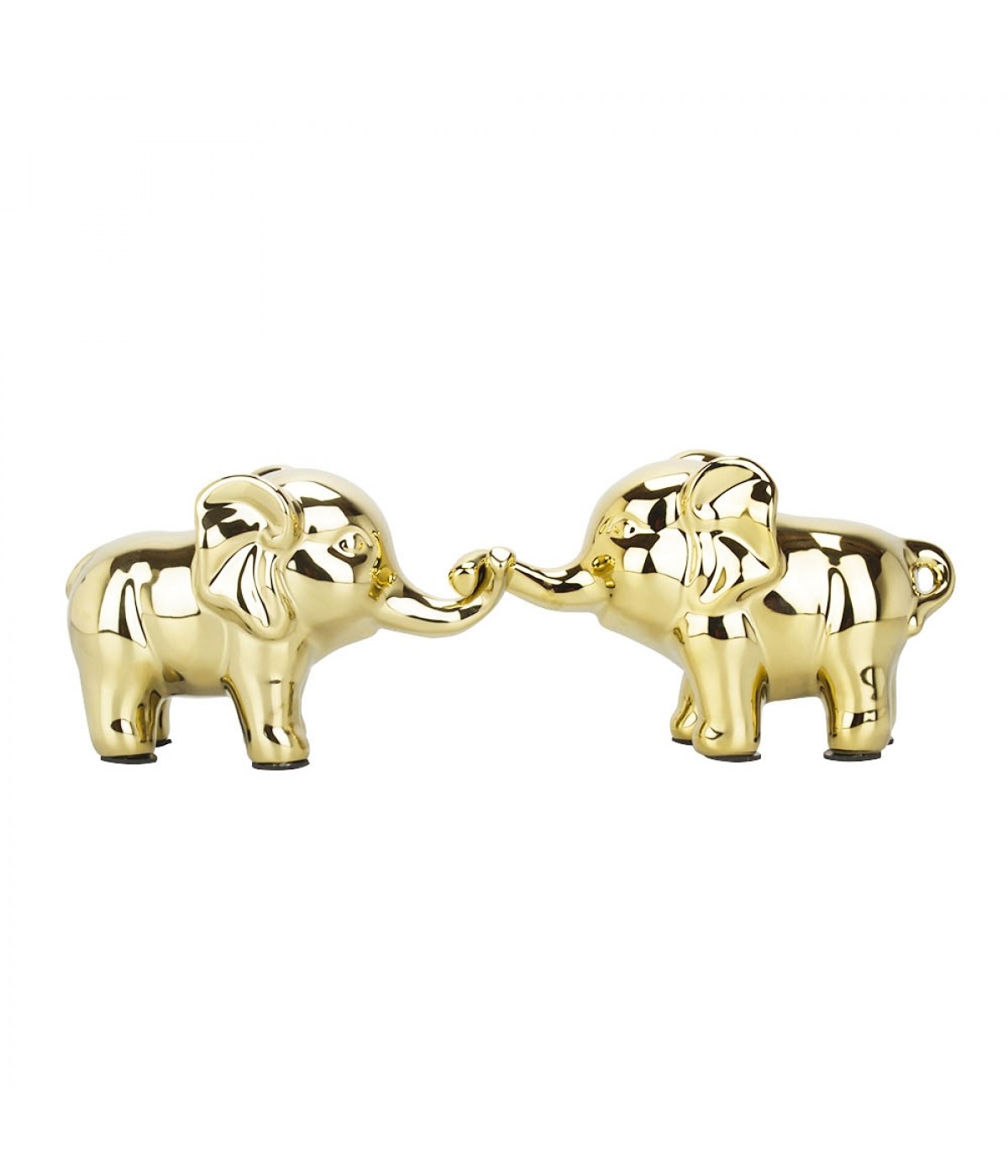 Enfeite Cerâmica Elefantes Dourados 13.5cm