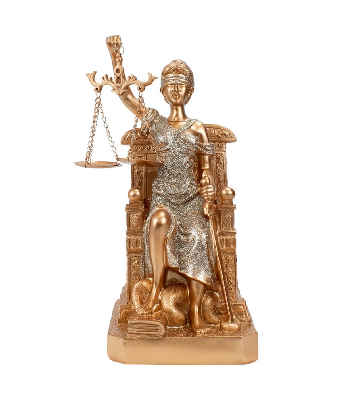 Dama Da Justiça Rosê Sentada 25.5cm - Enfeite Resina