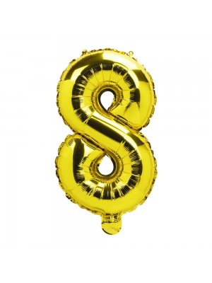 Balão Metalizado Número Oito Dourado 35x7x20cm Pequeno