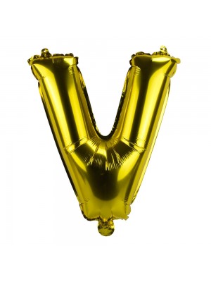 Balão Metalizado Letra V Dourado 36x10x33cm
