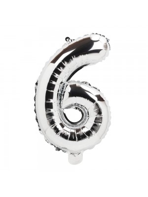 Balão Metalizado Número Seis Prateado 60x12x40cm Grande