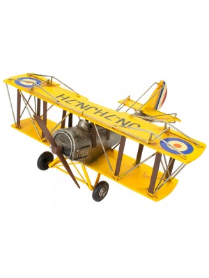 Avião Amarelo De Hélice 17x38x45cm Estilo Retrô - Vintage