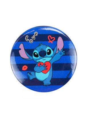 Broche Redondo Stitch Coração 4x4cm - Disney