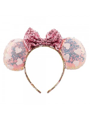 Tiara Laço Roxo Orelhas Rosa Lantejoulas Minnie - Disney